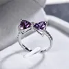 Clusterringen paarse zirkoon boog vrouwelijke ring 925 zilver gevulde verlovingsboheemse sieraden eenvoudig en verfijnd