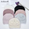 Joshuasilk stil winte angora ull varm hatt tillbaka tredimensionell stickning dekoration 211119