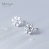 Bonito Floco de Neve Romantic Zirconia Stud Brincos para Mulheres 925 Sterling Silver Jewelry Mode Bijoux 210707
