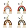 Christmas Rainbow Keychain Macrame WeavingTassel Keychains Car Keyring Holder Jewelry for Bag Wallet Purse Women