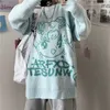 Neue koreanische süße Cartoon gestrickte Pullover Winter Y2K Harajuku japanische Anime Casual Punk Stil Frauen lose Ulzzang Kawaii Y0907