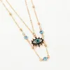 S2224 Fashion Jewelry Double Layer Evil Eye Pendant Necklace Rhinstone Blue Eyes Choker Necklaces7447538