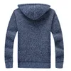 Hiver Hommes Sweatercoat À Capuche Cardigan Hommes Épais Velours Veste Casual Chandail Tricoté Hommes Cardigan Hiver Chandail Homme Vêtements 211221