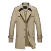 Heren Trench Coats Business Wind Breaker De nieuwste single-breasted mid-lengte jas kleding stedelijke mode casual los warm