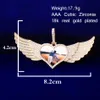 Collier avec pendentif en forme de cœur et d'ailes pour hommes, sur mesure, chaîne en corde, couleur or argent, Zircon cubique, Hip hop, Jewe257Q