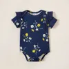 Sommar 3PCs Baby Girl Casual Floral Solid Polka Dots Rompers för 0-2Y Kortärmad Bomull Bodysuits 210528