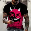 Koszulki męskie zabawny wzór T-Shirt Horror O-Neck letni modny Top mężczyźni odzież odzież uliczna w dużych rozmiarach Hip Hop 3D T Shirt Tee