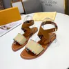 Zomer vrouwen schoenen lederen pp stro sandaal platform casual strand outdoor platte designer slides slippers dames brief sandalen maat 35-42 xx-0385