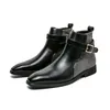 Erkekler ayakkabı 2021 yeni ilkbahar sonbahar botines çizmeler toka ayak bileği sadelik üzerinde kayma yuvarlak ayak PU deri elbise klasik rahat ofis DH571