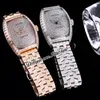 TWF V2 Cintrée Curvex Automatic Mens Watch Paved Baguette Cut Diamonds Dial 18K Rose Gold Stainless Steel Bracelet Super Edition Bling Jewelry Watches Puretime F06b2