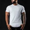 T-shirt manica corta moda tinta unita uomo palestra fitness sport t-shirt in cotone bodybuilding maschile maglietta skinny estate top vestiti 210421