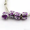 50pcs Purple Enamel Footprint Large Hole Spacer Beads For Jewelry Making Bracelet Necklace DIY Accessories 8X10mm