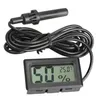FY-12 Mini Digital LCD Termômetro Higrômetro Temperatura Medidor de Medidor Termômetros Sonda Branco e Preto