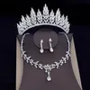 Oorbellen Ketting Vintage Crystal Bridal Sieraden Sets Mode Tiaras Crown Choker Dames Trouwjurk Bruid Set