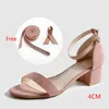 Summer Sandals Women Shoes Ladies Girls Brand Design Square High Heels Solid Flock Sexy Elegant Wedding Pumps Shoes 210520