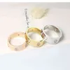 Fashion Cross Head Screw Zircon Ring Simple Stainless Steel with Stone for Woman Girl Men Couple Wedding