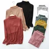 Soft Modal Autumn Women Blouse Casual Ruched Ribbed Long Sleeve Sequins Bottoming Shirt Plus Size W787 210526