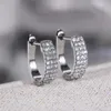 Hoop & Huggie Ghidbk Simple Dainty U Shaped Earrings For Women Silver Color Circle Earring Crystal CZ Stone Stylish Jewelry