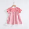 Baby Girls Princess Fancy Dresses Kids Plaid Kostym Barn Mesh Vestidos Söt Casual Clothing 2-7Y 210429
