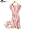 Kadın Rahat Gece Elbise Pijama Dahili Sütyen Yastıklı Kısa Kollu Katı Kıyafet Salonu Kadın Uyku 210924