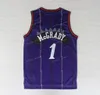 Vintage Tracy 1 McGrady Basketball Jersey Rev 30 N Noir Bleu Blanc Rouge Violet Cousu