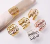 Rose Napkin Ring Silver Gold Color Hollow Out Metal Napkins Holder For Party Wedding Table Decoration Supplies SN5335