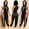 Jumpsuits voor dames sexy dames jumpsuit trekstring split mouwloze lange romper feest nachtclubkleding overall dames rompers