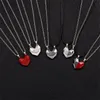 2022 new Minimalist Lovers Matching Friendship Heart Pendant Couple Magnetic Distance Faceted Pendants Necklace Jewelry