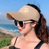 Beach Holiday Viagem Cap de Viagem Mulheres Verão Sol Hat Top Vazio Tênis Golfe Correndo Little Daisies Sunscreen Anti-UV Panamanian Visor G220301