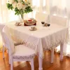 Beżowe owalne obrusy Kwiatowy Haftowany Koronki Dekoracyjne Party Wedding Cloth Home Round / Prostokąt Dinning Cover 210626