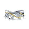 HUTEN два тональных золота серебро цветное кольцо для женщин мода формы Cubic Zirconia Lady Wedding обручальное кольцо горячие ювелирные изделия X0715