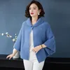 Mulheres Floral Faux Mink Cape Casaco Mulheres Bastão Solto Grande Sweater Cardigan Capa De Canalão 210427