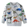 Lente en Herfst Modieuze Kleurrijke Cartoon Animal Dino Lange mouwen Sweatershirt voor Kinderen Jongen Kleding 210528