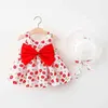 Summer Baby Girls Bez Rękawów Beach Sukienka Dla Dzieci Odzież Zestaw Ruffles Princess Dresses Bowknot Spódnica Słomy Kapelusz Stroje 1 2 3 4Y G1215