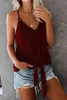 Sexy Femmes Camisole Tops Plus Taille Été Coupeaux Noir Casual Sans Manches Vol V herm ourlet Bow Beach Tank Shirt Tops Mode Dames Vest 210507