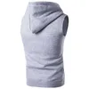Mens Solid Sleeveless Hoodie Sweatshirt Casual Loose Drawstring Tops with Pockets Autumn Winter 210720