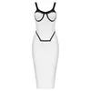 Zomer Mode Bandage Jurk Dames Sexy Spaghetti Streep Stitching Bodycon Club Celebrity Avond Party Track Vestidos 210527