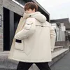 2021 Winter Down-Jacket-Men Hooded Effen Kleur Dikke Warm White Duck Down Jacket Waterdicht voor Mannen Jeugd Streetwear Warme Jassen G1115