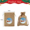 Saklama torbaları 10 adet Noel Baskılı Keten Hediye Çantası Santa Sırt Çantası Şeker Apple Ev Dekor Süslemeleri
