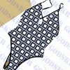 Costume da bagno con scollo a V Bikini da donna con stampa di lettere Costumi da bagno da donna Bikini Costumi da bagno da donna sexy senza schienale One Piece