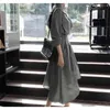 Högkvalitativ höst Korea Fashion Notched Tre Quarters Sleeve Oregelbunden Hem Mid-Calf Klänning Kvinna 210603