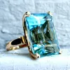Grote CZ Steen Dames Cocktail Party Club Ring Accessoires Vierkante Blauw Crystal Dame Bruiloft Date Engagement Love Token Cluster Rings