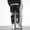 Hip Hop Fashion Pants Japanese Streetwear Pants Graphic High Street Sweatpants Men Spring Long Black Pants Stylish Clothing 211008