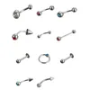 110 sztuk 11 Styl Steel Chirurgiczny Body Piercing Biżuteria Mix Krystaliczny Kamienny Sutek Język Brzuch Brwi Labret Lap Rings