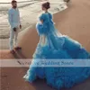 Abiti da ballo di maternità blu Sweetheart 2 pezzi Ruffles Tulle Abito da sera a sirena per le donne incinte robe de soiree sexy