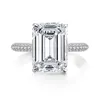 クラスターリングJoycejelly Trendy 925 Sterling Silver 6 S作成されたMossanites Geometric Emerald Cut Fine Women Wedding Gifts Whole2733556684