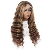 Allove 28 32 Inch Transparent HD Lace Front Wig Straight Human Hair Wigs Highlight Brown Color Brazilian Kinky Curly Body Deep Loo1161062