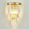 Luminária de cristal pós-moderna lâmpada de parede sala de estar quarto lâmpadas americanas simples E14