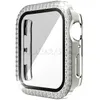 Couvercle en verre trempé adapté pour Apple Watch Protecteur d'écran de pare-chocs de protection Shell Pc Shell Diamond Iwatch Double Diamond Watch Case