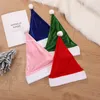 Red Green Blue Pink Christmas Hats Child Adult Solid Velvet Christmas Party Props Decoration Santa Claus Hat